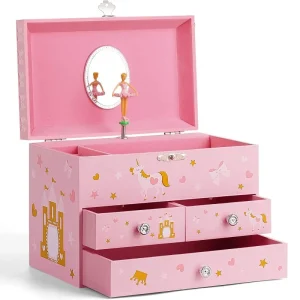 Enlarged Three Draw Unicorn Castle Princess Clockwork Style Music Box for Girls and Children's Jewelry Storage Music Box 1