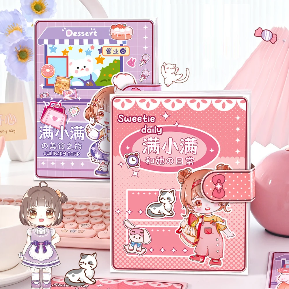 Creative Diy Animated Quiet Book Girl Dress Up Children's Educational Handmade Paper Book Doll Full Set Food Daily Life 2