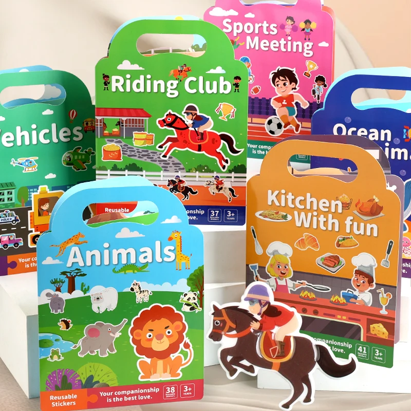 Children DIY Sticker Book Bubble Scene Sticker Jelly Paste Toy Kids Portable Reusable Quiet Busy Paste A Book 2
