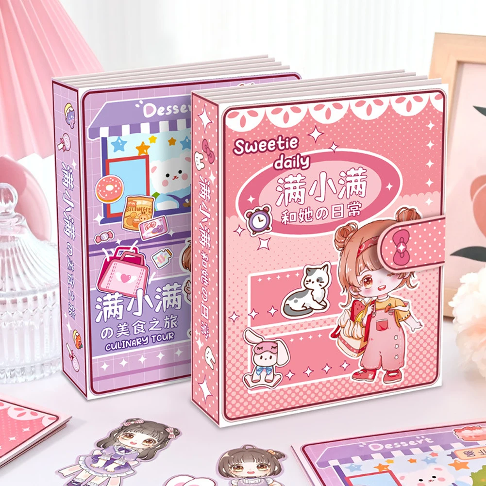 Creative Diy Animated Quiet Book Girl Dress Up Children's Educational Handmade Paper Book Doll Full Set Food Daily Life 1