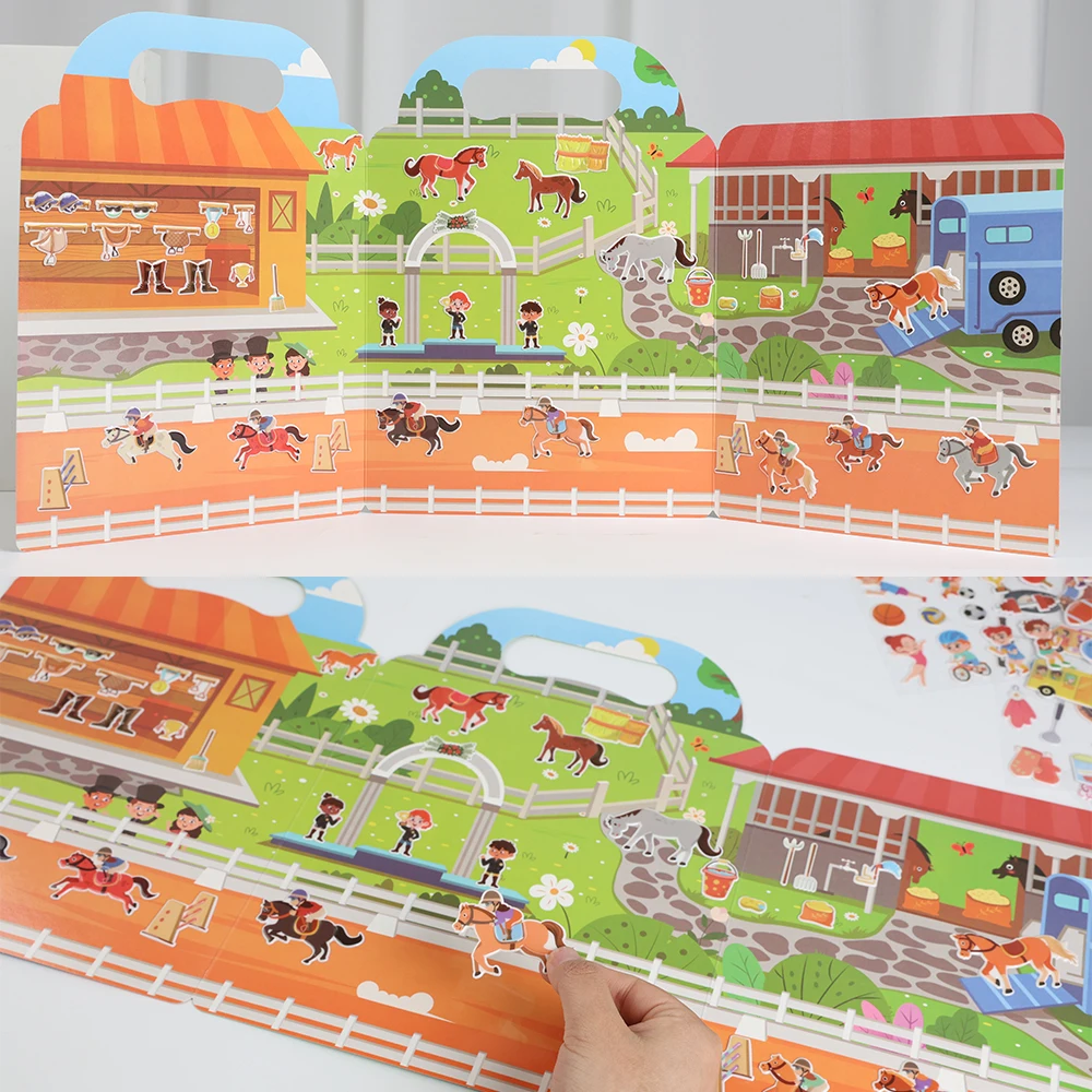 Children DIY Sticker Book Bubble Scene Sticker Jelly Paste Toy Kids Portable Reusable Quiet Busy Paste A Book 5