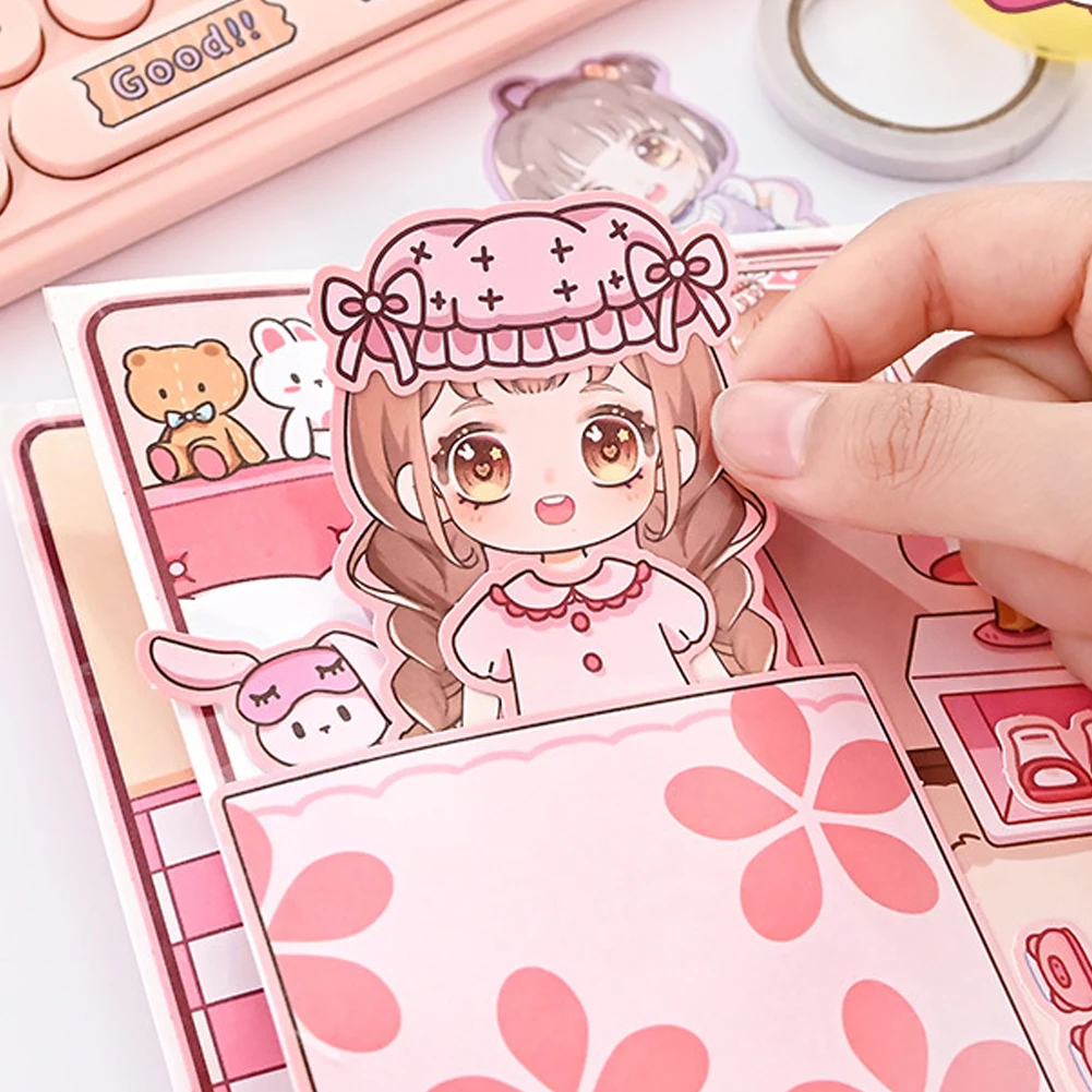 Creative Diy Animated Quiet Book Girl Dress Up Children's Educational Handmade Paper Book Doll Full Set Food Daily Life 5