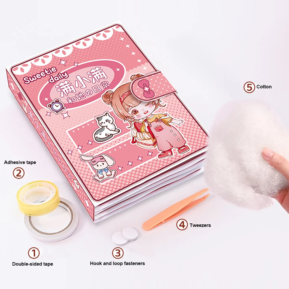 Creative Diy Animated Quiet Book Girl Dress Up Children's Educational Handmade Paper Book Doll Full Set Food Daily Life 6