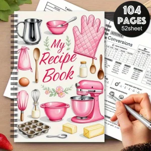 1 Recipe Notebook A kitchen planner with cute cooking patterns and pastel-colored food journal for home cooks and meal planners 1